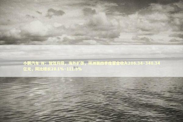 小鹏汽车-W：智驾升级，海外扩张，预测第四季度营业收入206.34~340.34亿元，同比增长28.1%~111.3%